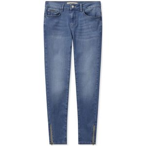 MOS Mosh, Jeans, Dames, Blauw, W26, Katoen, Blauwe Jeans met Ritsdetails