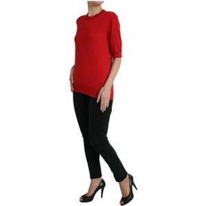 Dolce & Gabbana, Truien, Dames, Rood, L, Round-neck Truien