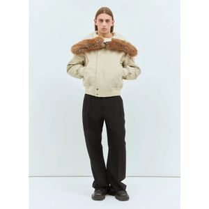 Burberry, Jassen, Heren, Beige, M, Katoen, Faux-Fur Trim Bomber Jacket