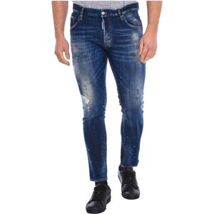 Dsquared2, Jeans, Heren, Blauw, 2Xl, Katoen, Rechte Snit Lange Broek