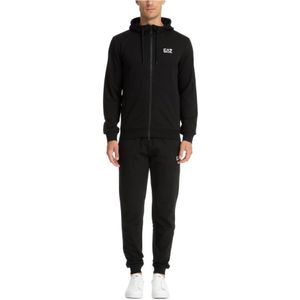 Emporio Armani Ea7, Sport, Heren, Zwart, S, Katoen, Effen Tracksuit met Capuchon en Zakken