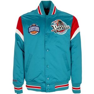 Mitchell & Ness, NBA Heavyweight Satin Jack Originele Teamkleuren Blauw, Heren, Maat:S