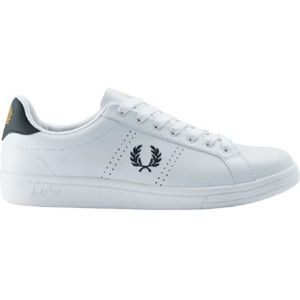 Fred Perry, Schoenen, Heren, Wit, 44 EU, Leer, Witte Leren Tennisschoenen