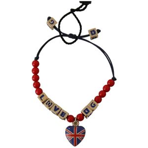 Dolce & Gabbana, Accessoires, Dames, Veelkleurig, ONE Size, Katoen, DG Loves London Armband - Blauw Rood