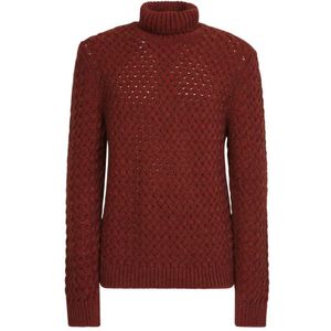 Lardini, Lardini wollen blend geween gebreide Coltrui Rood, Heren, Maat:XL