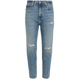 Calvin Klein Jeans, Jeans, Dames, Blauw, W27 L28, Katoen, Gescheurde Mom Jeans