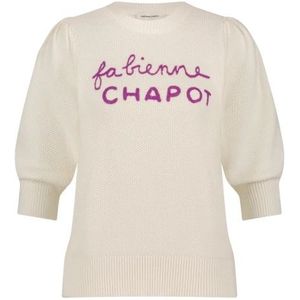 Fabienne Chapot, Logo Pullover Trui Wit, Dames, Maat:XS