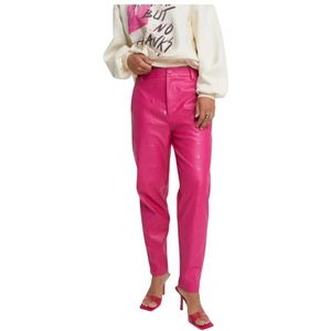 Alix The Label, Geperste imitatieleer broek met stierontwerp Roze, Dames, Maat:M
