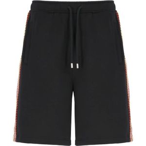 Lanvin, Korte broeken, Heren, Zwart, L, Katoen, Zwarte Bermuda Shorts van Katoen met Elastische Taille
