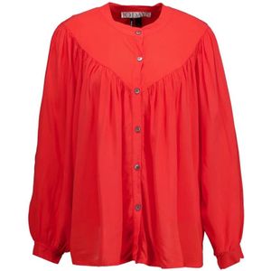 10Days, Blouses & Shirts, Dames, Rood, L, 10Days Blouse Flowy Pleated Blouse Rood - XXS - Dames