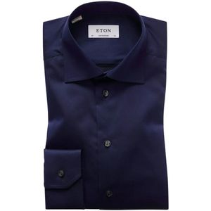 Eton, Overhemden, Heren, Blauw, XL, Nylon, Blauw Stijlvol Model