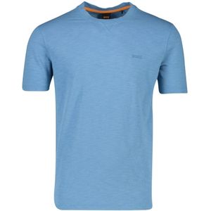 Hugo Boss, Tops, Heren, Blauw, M, Katoen, Blauw Ronde Hals Katoenen T-shirt