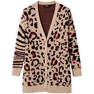 Desigual, Leopard Print V-Hals Vest Veelkleurig, Dames, Maat:S