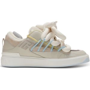 Balmain, Schoenen, Heren, Grijs, 39 EU, Leer, B-Court Puffy Skate sneakers van kalfsleer en suède