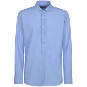 Canali, Overhemden, Heren, Blauw, L, Blauwe Sportshirts