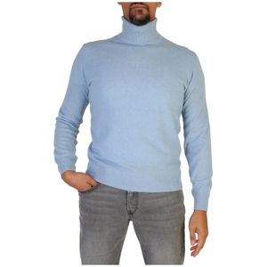 Cashmere Company, 100% Cashmere Sweater Herfst/Winter Mannen Blauw, Heren, Maat:L