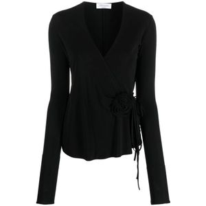 Blumarine, Long Sleeve Tops Zwart, Dames, Maat:S