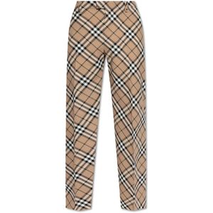 Burberry, Broeken, Heren, Beige, L, Wol, Geruite broek