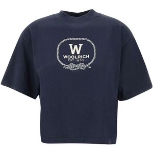Woolrich, T-shirts en Polos Collectie Blauw, Dames, Maat:S