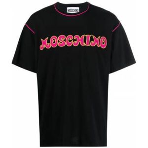 Moschino, Tops, Heren, Zwart, S, Katoen, Organisch Katoenen Logo T-Shirt