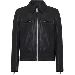 Givenchy, Jassen, Heren, Zwart, L, Zwarte Leren Bikerjas