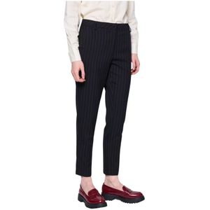 Silvian Heach, Broeken, Dames, Blauw, XS, Polyester, Slim Fit Pinstripe Cigarette Pants