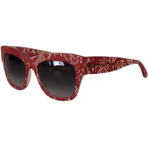 Dolce & Gabbana, Accessoires, Dames, Rood, ONE Size, Prachtige Lace Acetaat Zonnebril