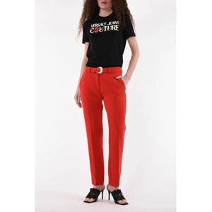 Versace Jeans Couture, Broeken, Dames, Rood, S, Polyester, Slim Fit Dames Chino`s