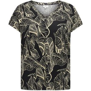 Only Carmakoma, Tops, Dames, Zwart, M, Carclarisa V-Hals T-shirt in Zwart/Urban Leaf