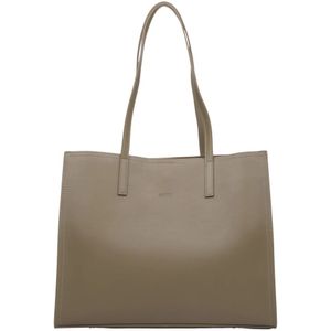 Estro, Tassen, Dames, Bruin, ONE Size, Leer, Bruine leren shopper tas AW 2023