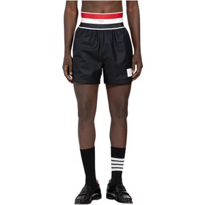 Thom Browne, Korte broeken, Heren, Blauw, L, Polyester, Elastische Taille Rugby Shorts Navy