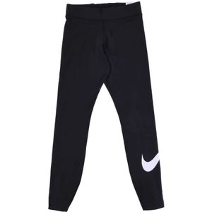 Nike, Broeken, Dames, Zwart, 2Xl, Katoen, Essentiële Legging met Swoosh Logo Print