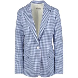 Ottod'Ame, Blauwe GIA Geruite Blazer Blauw, Dames, Maat:S