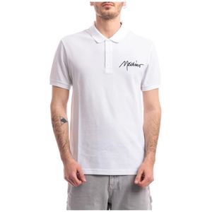 Moschino, Tops, Heren, Wit, XL, Katoen, Katoenen Piquet Polo Shirt