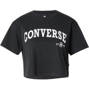 Converse, Tops, Dames, Zwart, XS, Katoen, Logo Print Crop T-shirt