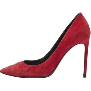 Yves Saint Laurent Vintage, Pre-owned, Dames, Rood, 37 EU, Pre-owned Suede heels