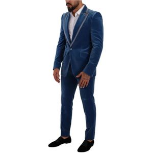 Dolce & Gabbana, Pakken, Heren, Blauw, M, Tweed, Single Breasted Suits