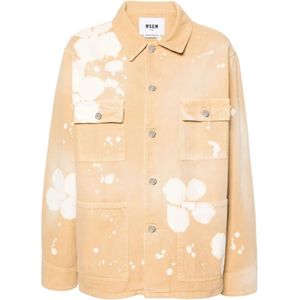 Msgm, Jassen, Dames, Beige, S, Katoen, Beige Jassen voor Dames