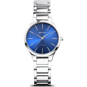 Bering, Blauw Titanium Dameshorloge Grijs, Dames, Maat:ONE Size