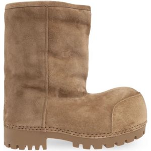 Balenciaga, Schoenen, Dames, Bruin, 38 EU, Leer, Alaska Bont Lage Sneeuwlaarzen