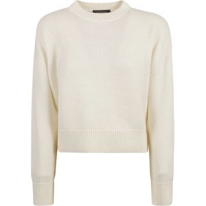 Fabiana Filippi, Truien, Dames, Wit, S, Geborduurde Crew Neck Sweater Wit