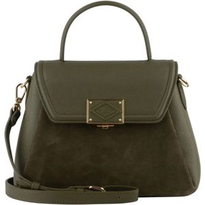 Pourchet Paris, Tassen, Dames, Groen, ONE Size, Leer, Nubuck Handtas Groen Ronde Vorm