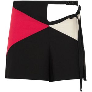 Me-Fui, Korte broeken, Dames, Zwart, S, Polyester, Gestreepte Viscose Shorts