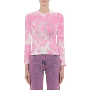 Moschino, Tops, Dames, Roze, S, Roze Lange Mouw Tops voor Vrouwen