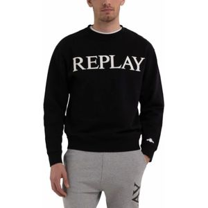 Replay, Sweatshirts & Hoodies, Heren, Zwart, L, Katoen, Heren Katoenen Sweatshirt