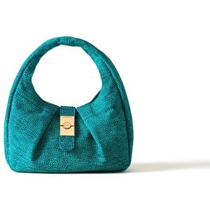 Borbonese, Tassen, Dames, Blauw, ONE Size, Suède, Handbags