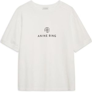 Anine Bing, Tops, Dames, Beige, M, Katoen, Jaylin Top & T-Shirt Ivory