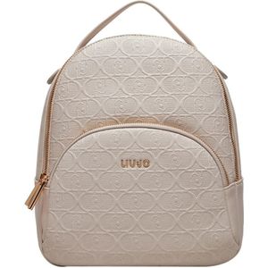 Liu Jo, Tassen, Dames, Beige, ONE Size, Leer, Beige Rugzak met Gouden Details