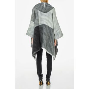 Liu Jo, Jassen, Dames, Grijs, ONE Size, Zwarte Geruite Poncho Jas