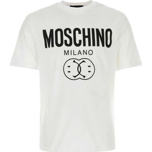 Moschino, Wit Smiley® T-Shirt Wit, Heren, Maat:S